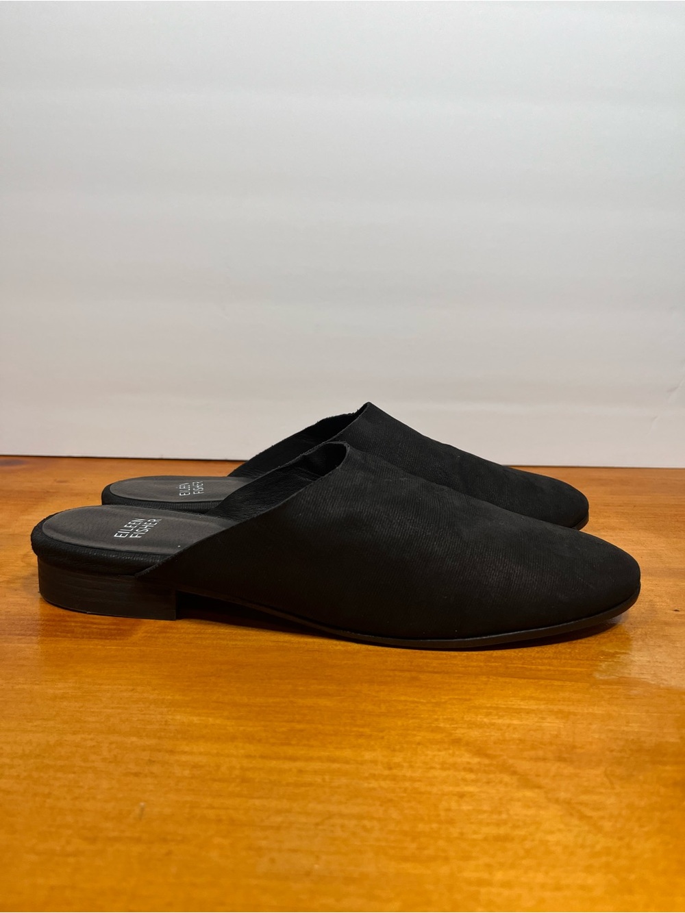 Eileen Fisher Black Slip-On Suede Mules